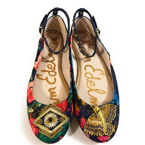 Sam Edelman Shoes - Sam Edelman Ferrera 2 Ankle Strap Birds Flats 5.5